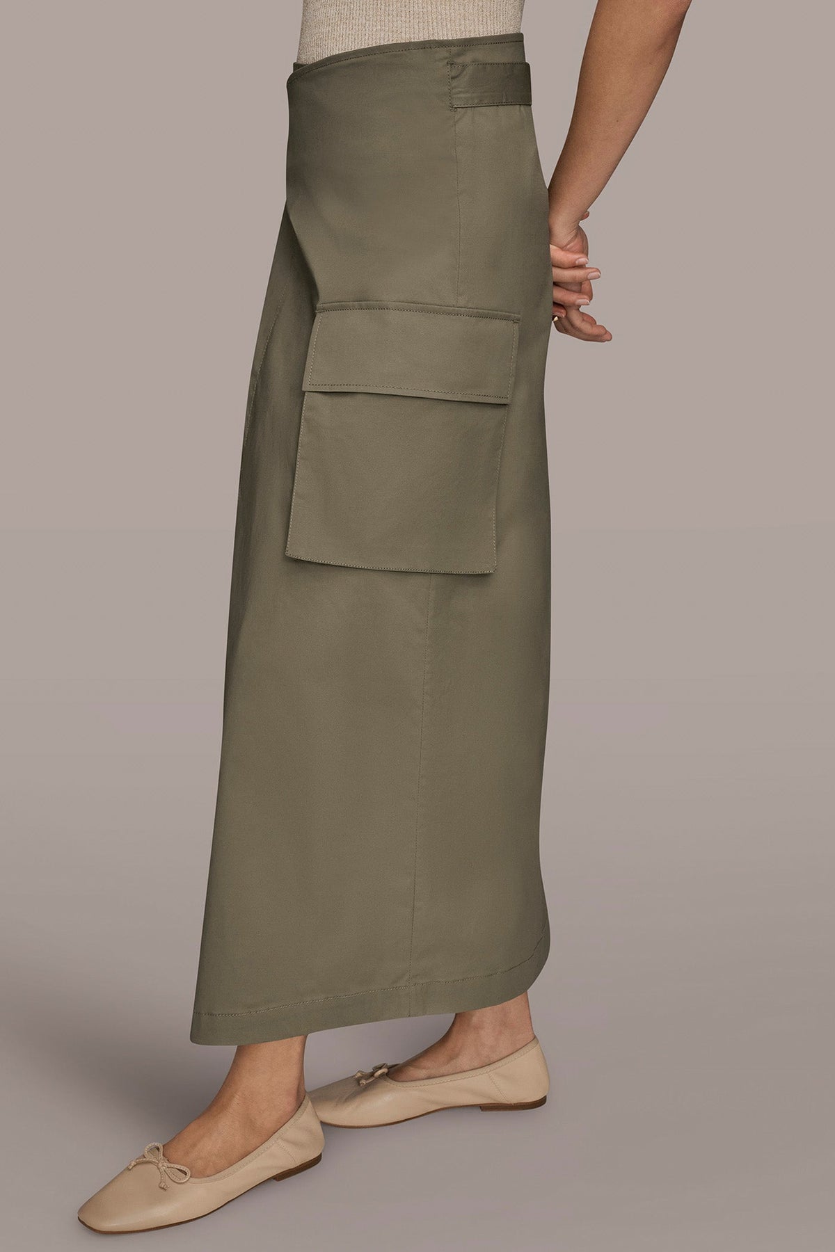 Donna Karan ASYMMETRIC MIDI WRAP CARGO SKIRT