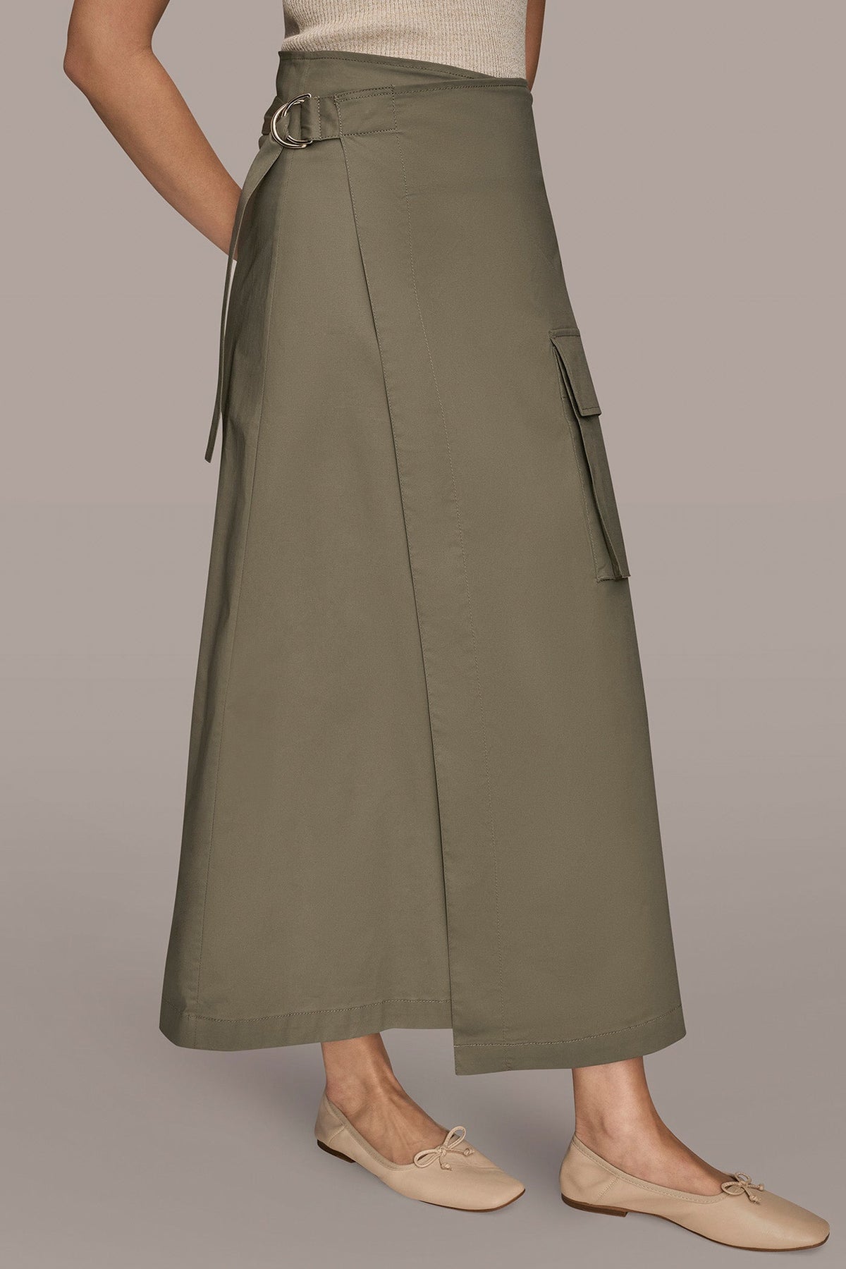 Donna Karan ASYMMETRIC MIDI WRAP CARGO SKIRT