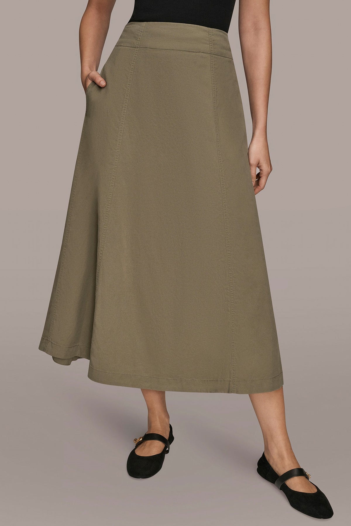Donna Karan BRUSHED MIDI PANEL TRUMPET SKIRT