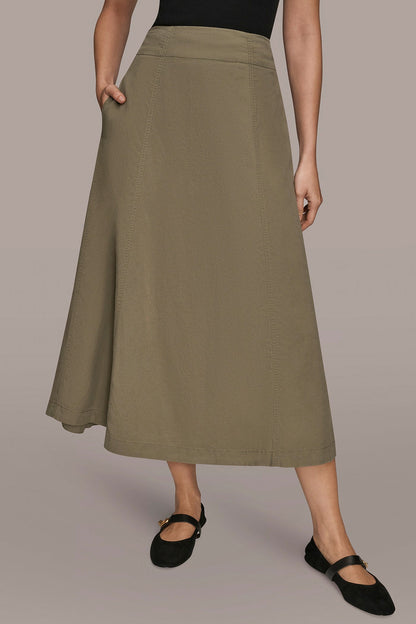 Donna Karan BRUSHED MIDI PANEL TRUMPET SKIRT