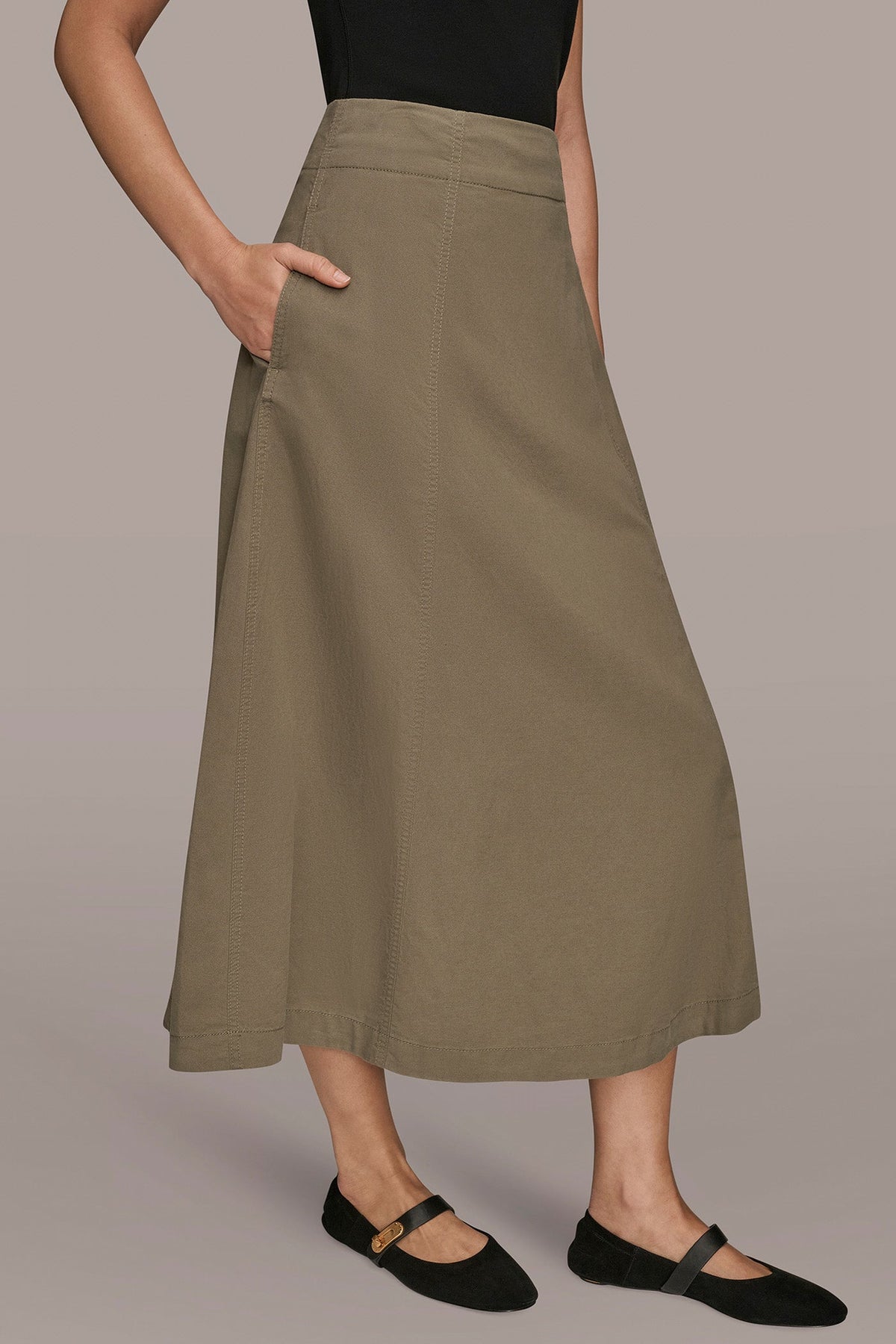 Donna Karan BRUSHED MIDI PANEL TRUMPET SKIRT