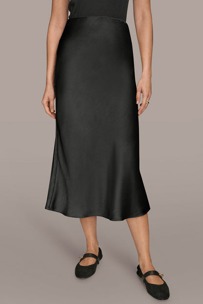 Donna Karan SATIN MIDI A-LINE SKIRT
