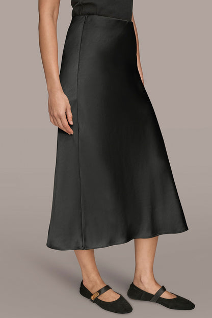 Donna Karan SATIN MIDI A-LINE SKIRT