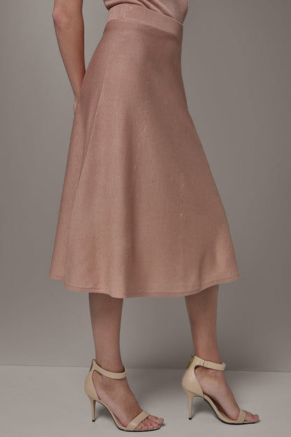 Donna Karan SEQUIN MIDI A-LINE SWEATER SKIRT