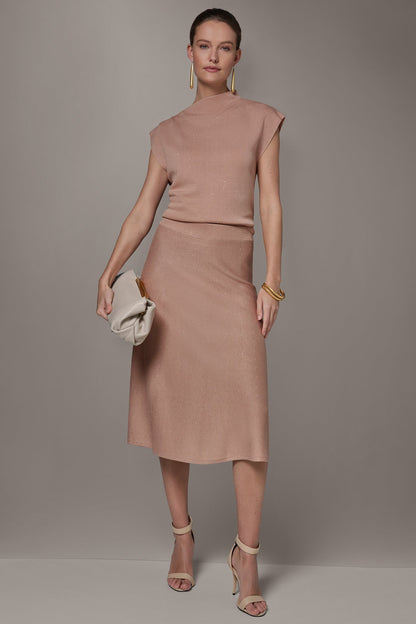 Donna Karan SEQUIN MIDI A-LINE SWEATER SKIRT
