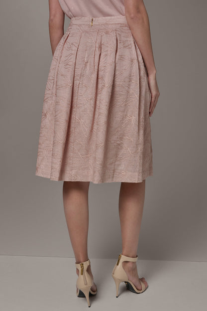 Donna Karan FLORAL EMBROIDERED PLEATED A-LINE SKIRT