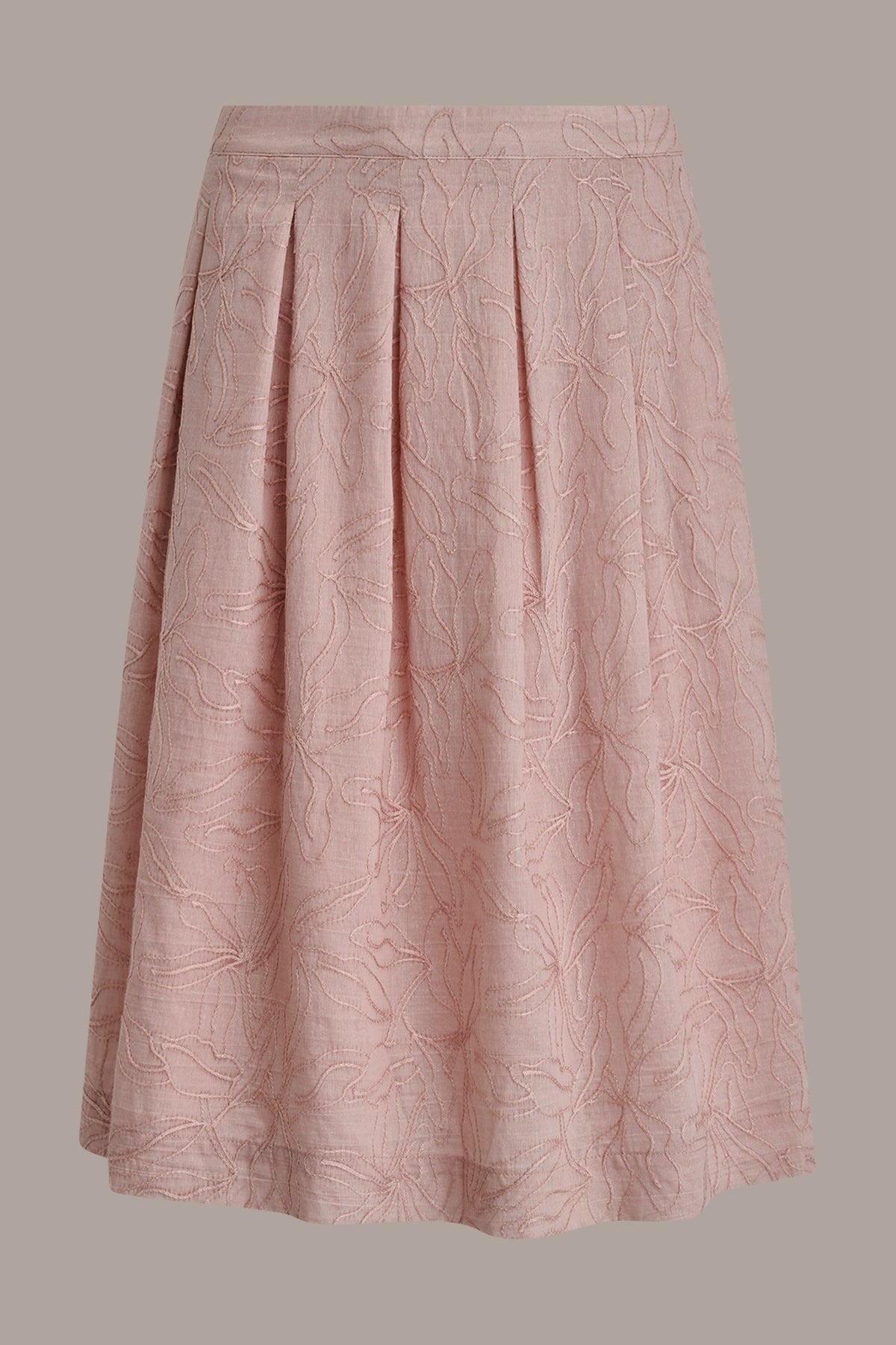 Donna Karan FLORAL EMBROIDERED PLEATED A-LINE SKIRT