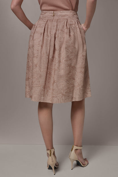 Donna Karan FLORAL EMBROIDERED PLEATED A-LINE SKIRT