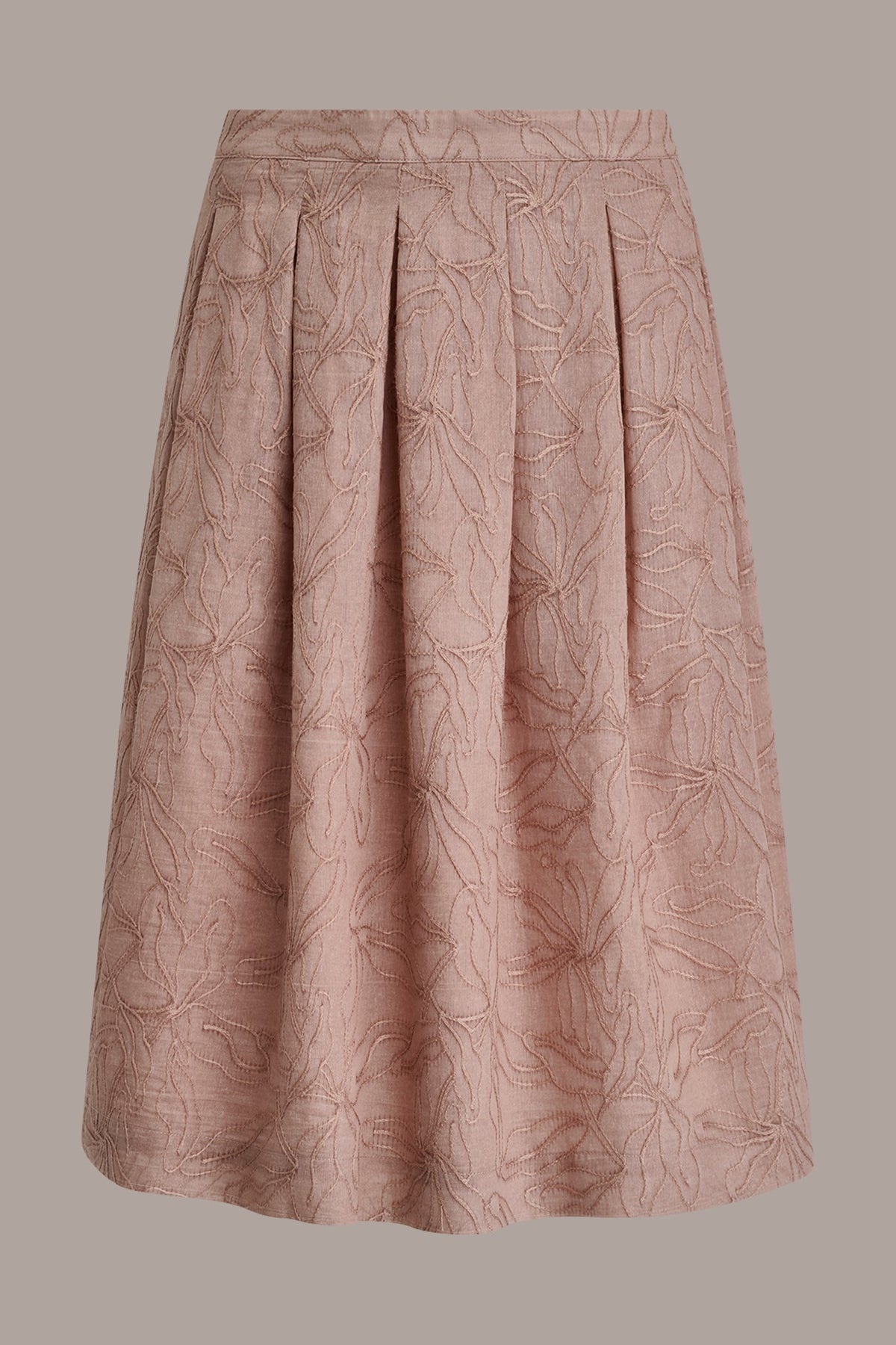 Donna Karan FLORAL EMBROIDERED PLEATED A-LINE SKIRT