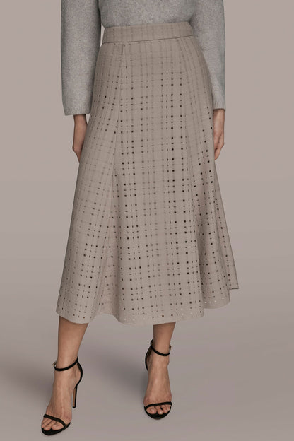 Donna Karan PERFORATED SWEATER MIDI A-LINE SKIRT