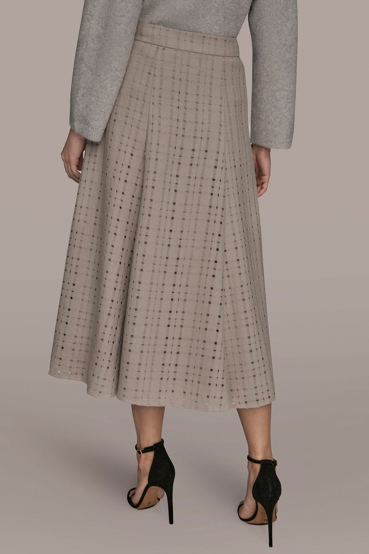 Donna Karan PERFORATED SWEATER MIDI A-LINE SKIRT