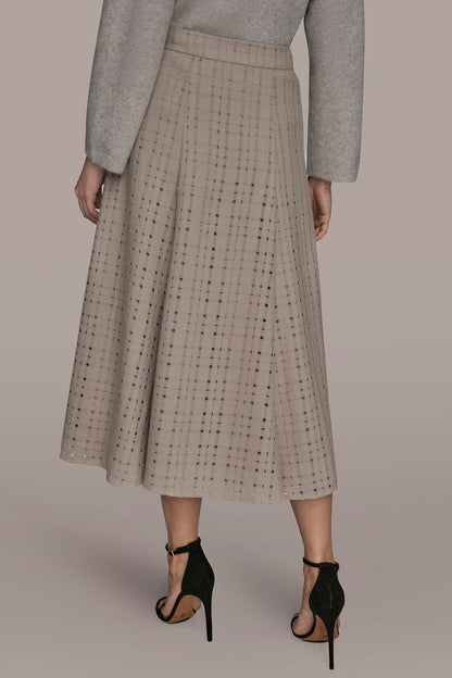 Donna Karan PERFORATED SWEATER MIDI A-LINE SKIRT