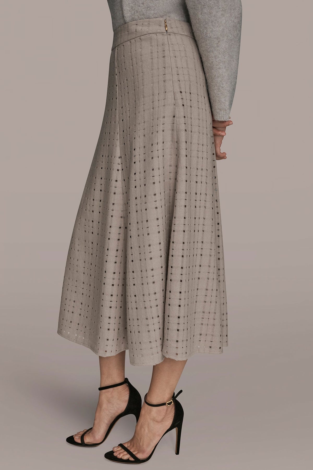 Donna Karan PERFORATED SWEATER MIDI A-LINE SKIRT