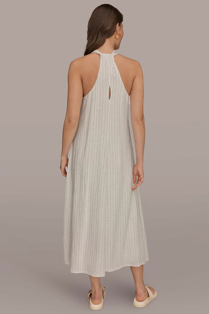Donna Karan TWIST-BACK MIDI HALTER DRESS