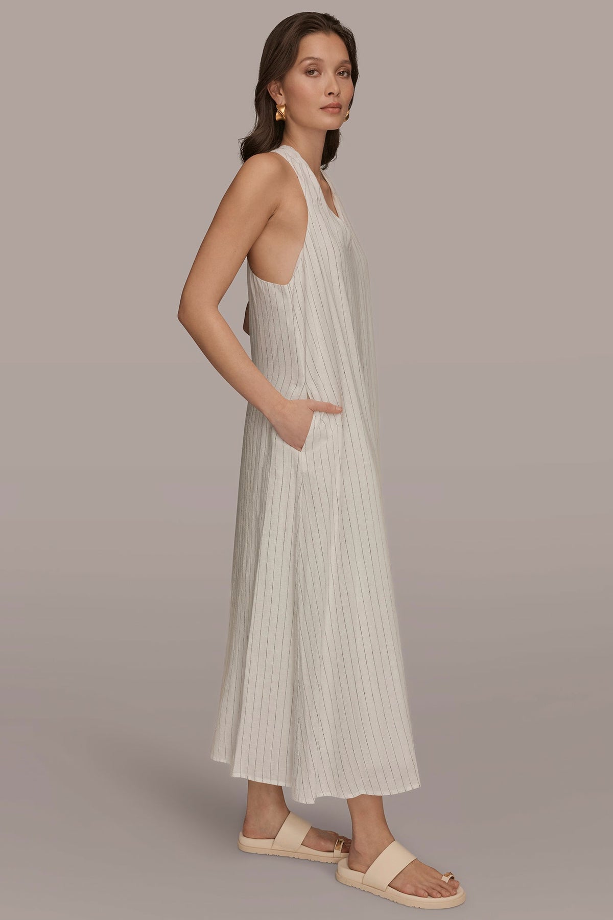 Donna Karan TWIST-BACK MIDI HALTER DRESS