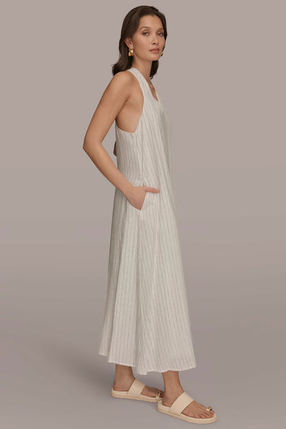 Donna Karan TWIST-BACK MIDI HALTER DRESS