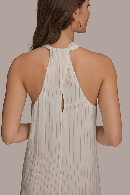 Donna Karan TWIST-BACK MIDI HALTER DRESS