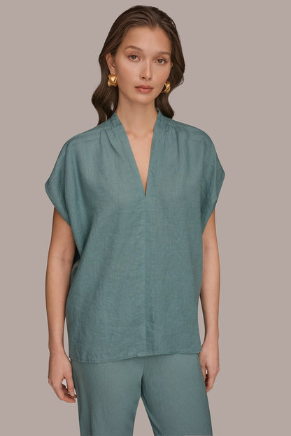 Donna Karan LINEN SLEEVELESS BLOUSE