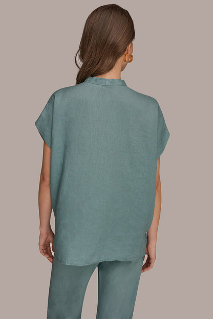 Donna Karan LINEN SLEEVELESS BLOUSE