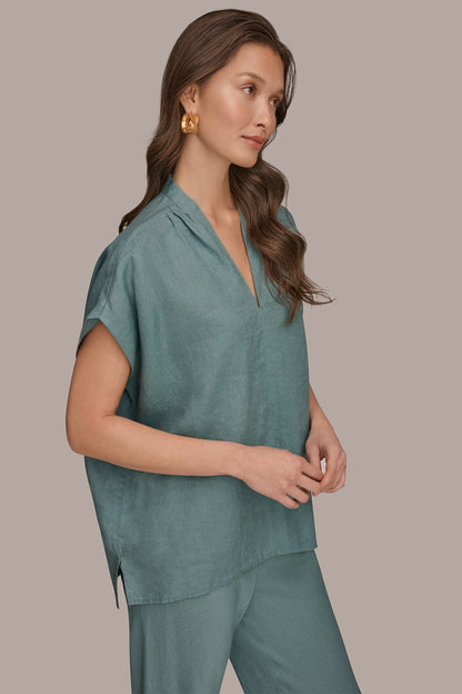 Donna Karan LINEN SLEEVELESS BLOUSE