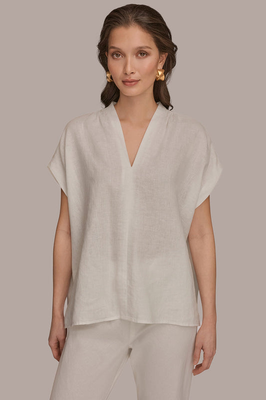 Donna Karan LINEN SLEEVELESS BLOUSE