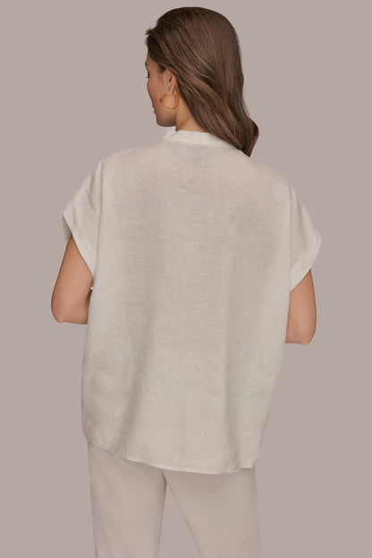 Donna Karan LINEN SLEEVELESS BLOUSE