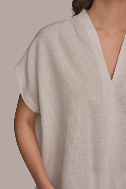 Donna Karan LINEN SLEEVELESS BLOUSE