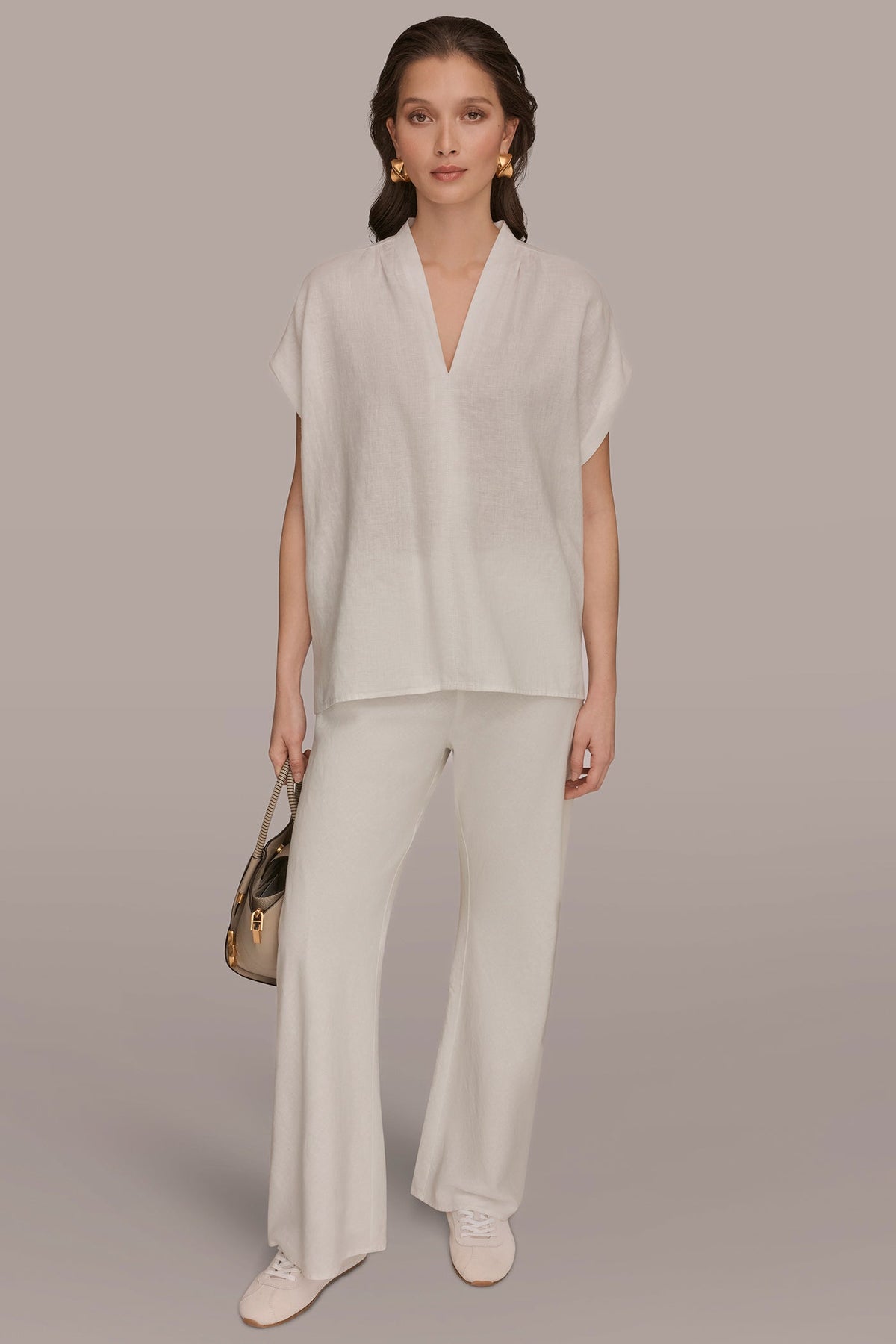 Donna Karan LINEN SLEEVELESS BLOUSE