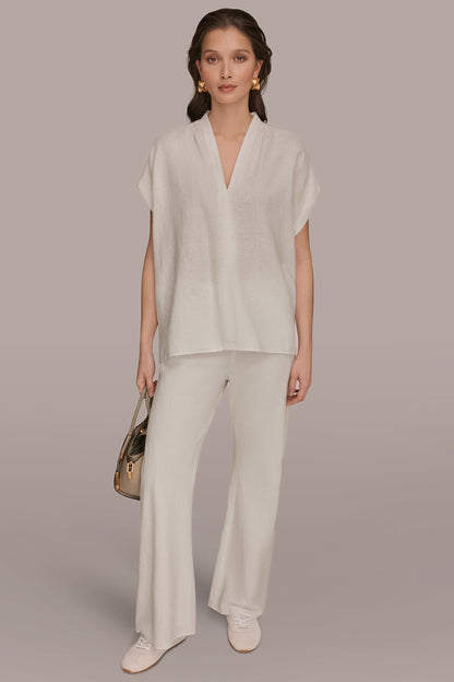 Donna Karan LINEN SLEEVELESS BLOUSE