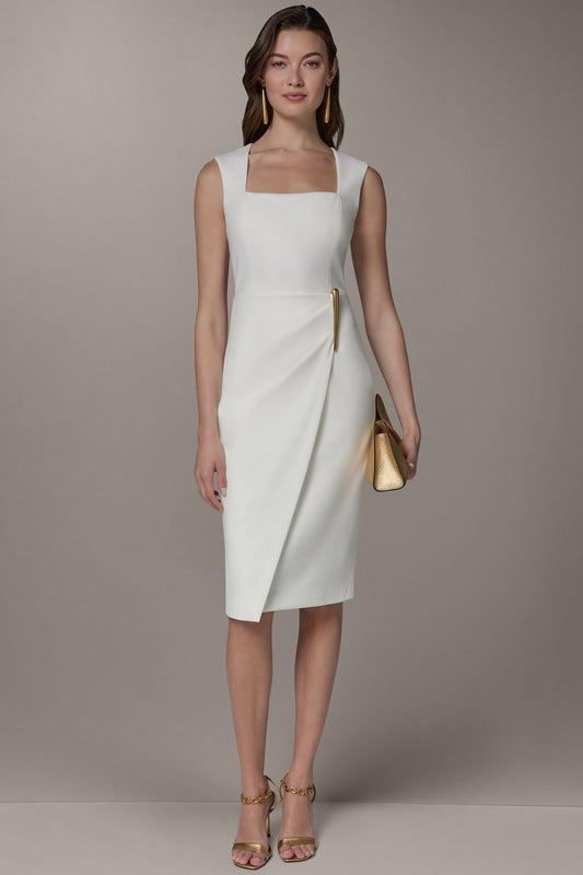 Donna Karan SLEEVELESS WRAP-EFFECT MIDI DRESS