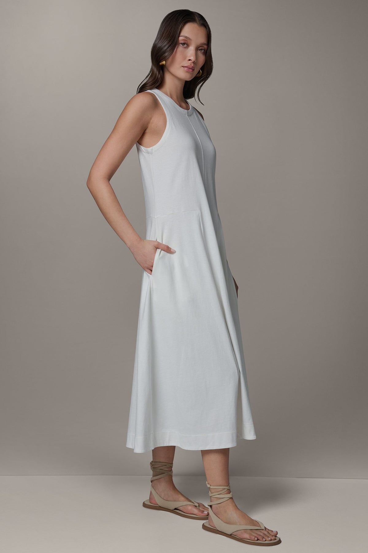 Donna Karan SLEEVELESS MIDI TRAPEZE DRESS