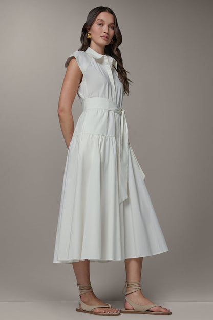 Donna Karan CAP SLEEVE MIDI SHIRT DRESS