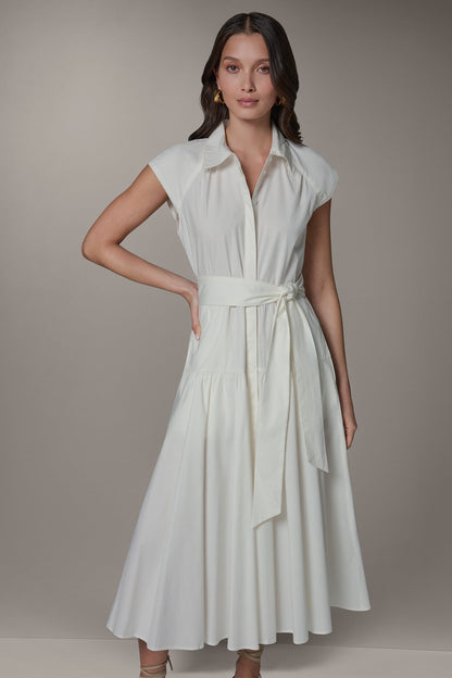 Donna Karan CAP SLEEVE MIDI SHIRT DRESS