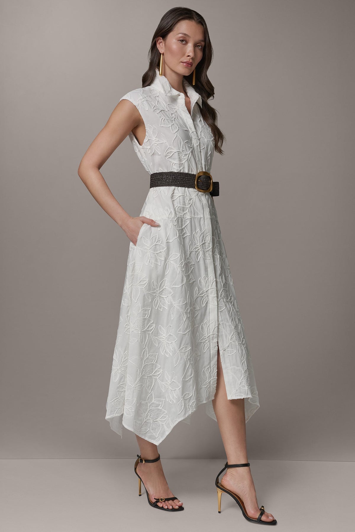 Donna Karan SLEEVELESS MIDI SHIRT DRESS