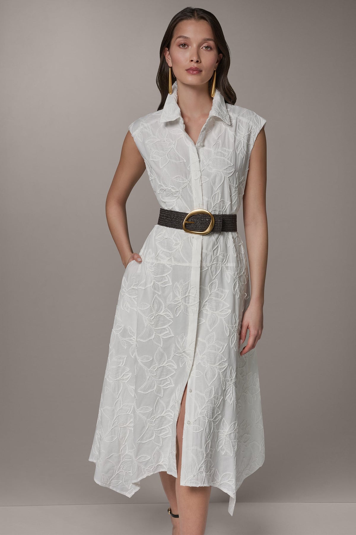Donna Karan SLEEVELESS MIDI SHIRT DRESS