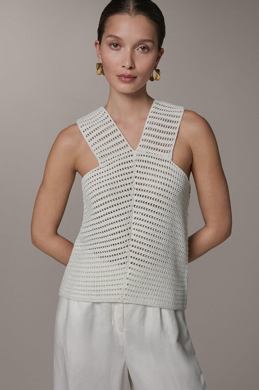 Donna Karan SLEEVELESS METALLIC SWEATER TANK