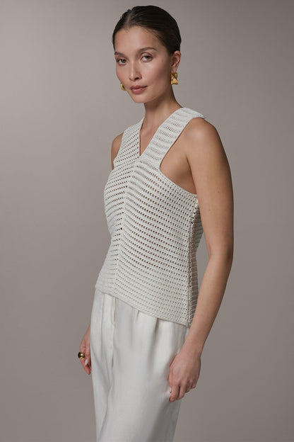 Donna Karan SLEEVELESS METALLIC SWEATER TANK