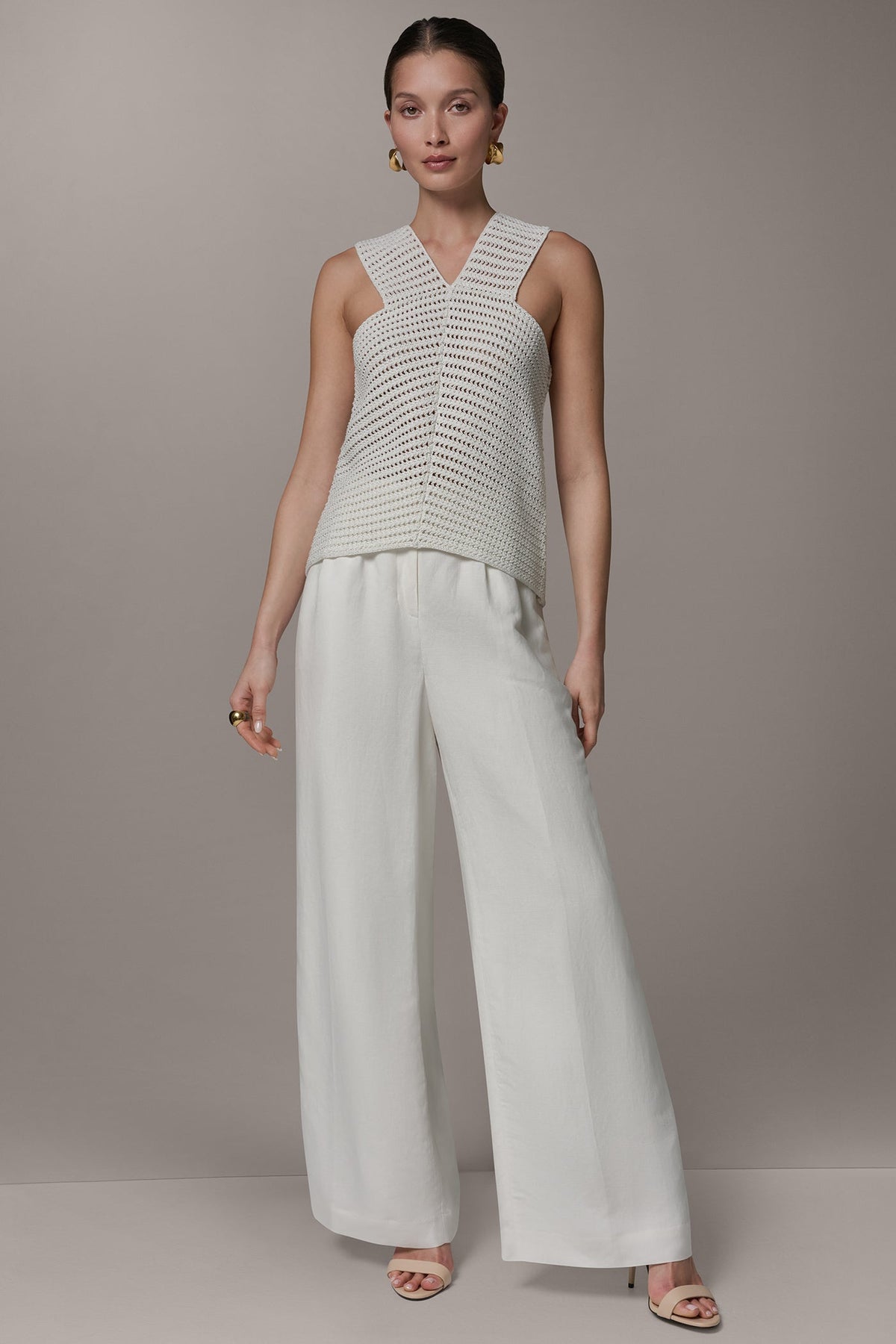Donna Karan SLEEVELESS METALLIC SWEATER TANK