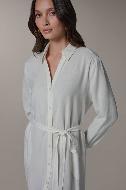 Donna Karan LONG SLEEVE MIDI SHIRT DRESS