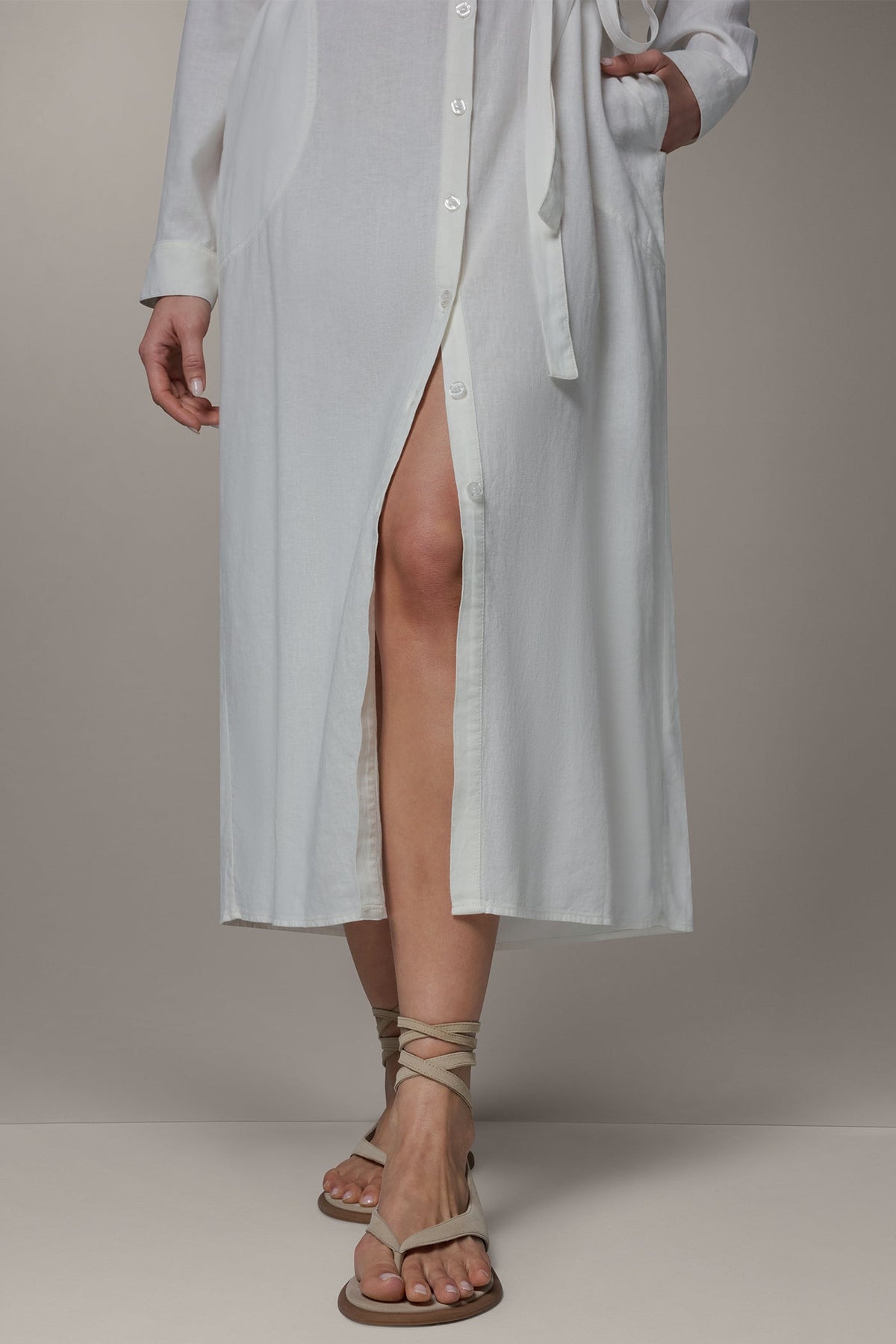 Donna Karan LONG SLEEVE MIDI SHIRT DRESS