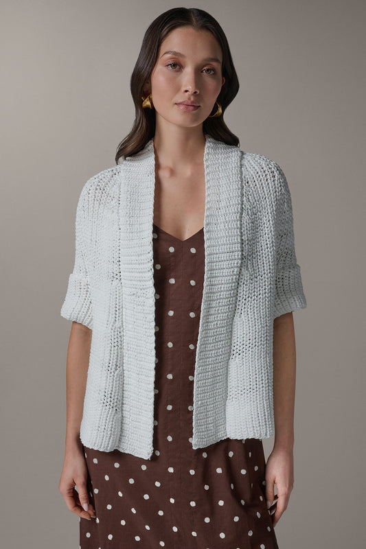 Donna Karan SHORT SLEEVE SWING CARDIGAN