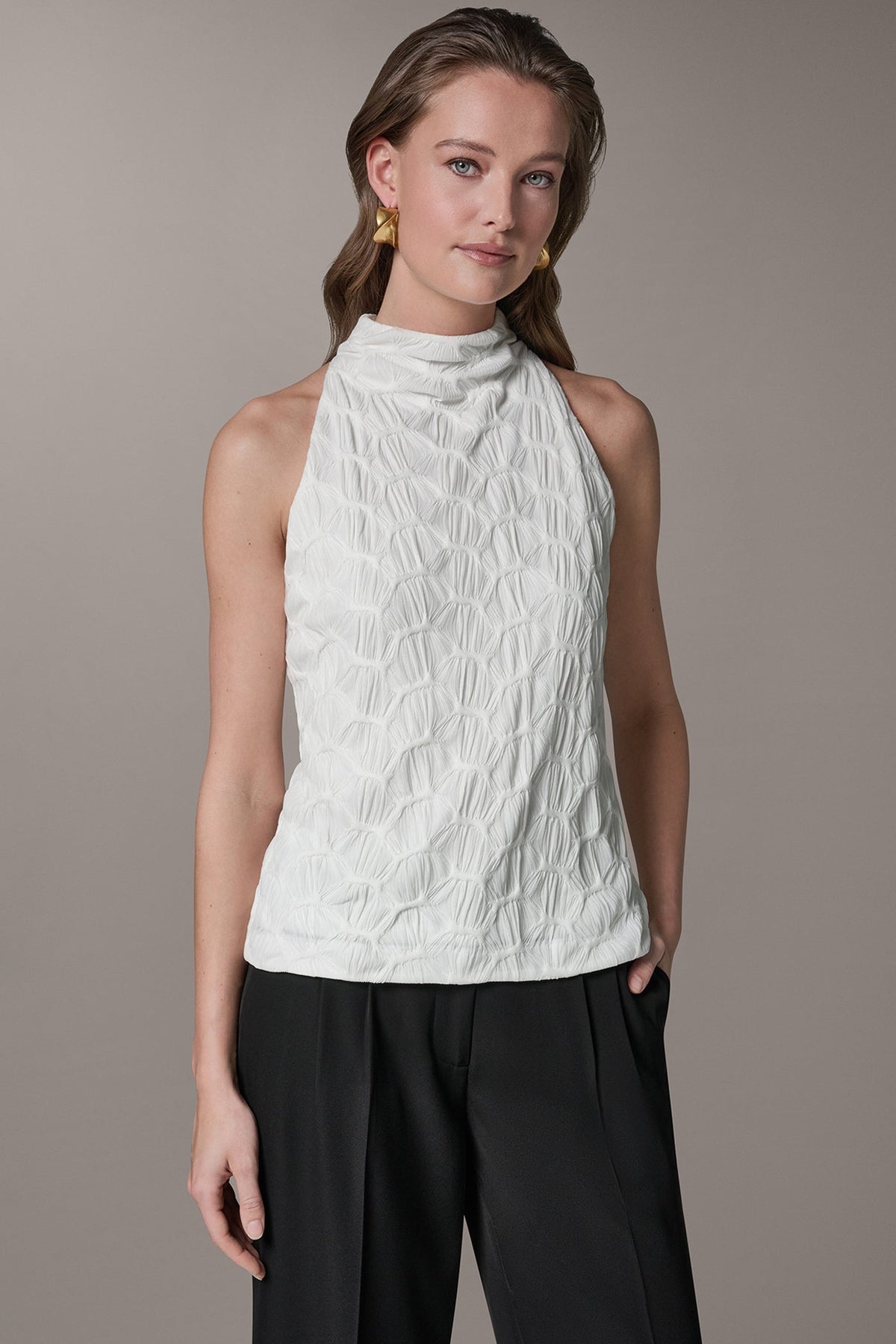 Donna Karan SLEEVELESS MOCK NECK BLOUSE