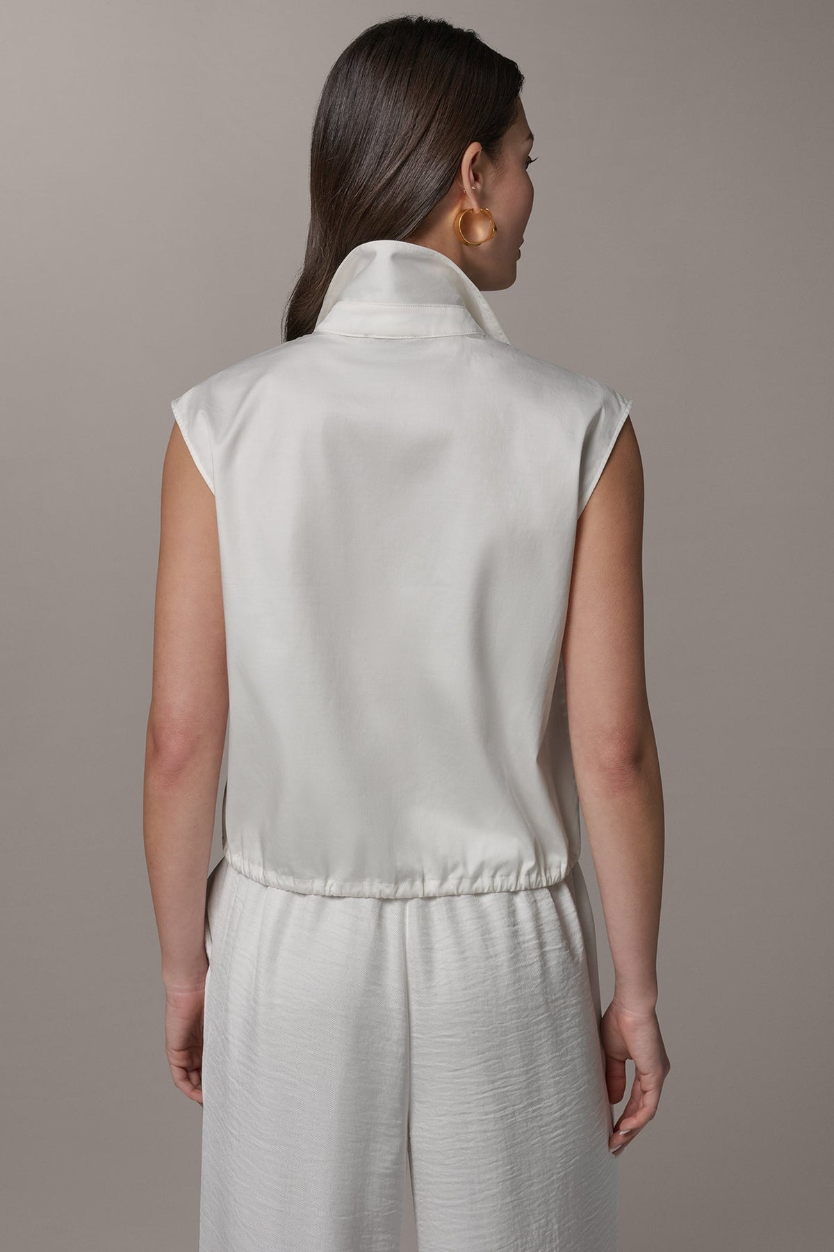 Donna Karan SLEEVELESS DRAWSTRING HEM BLOUSE