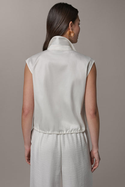 Donna Karan SLEEVELESS DRAWSTRING HEM BLOUSE