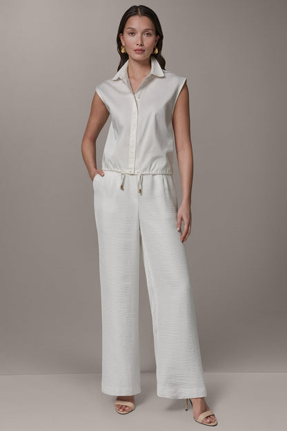 Donna Karan SLEEVELESS DRAWSTRING HEM BLOUSE