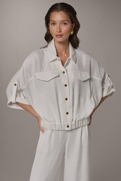 Donna Karan CINCHED HEM SHIRT