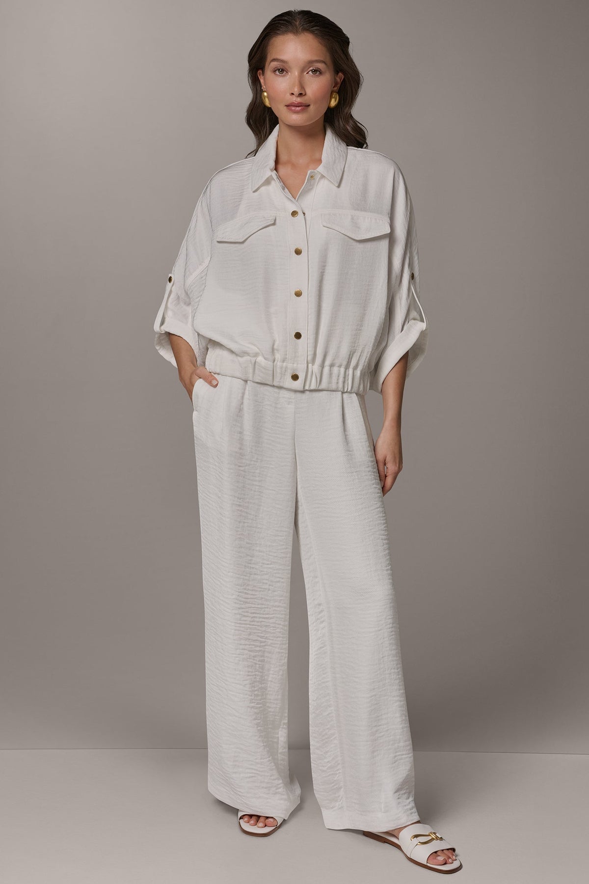 Donna Karan CINCHED HEM SHIRT