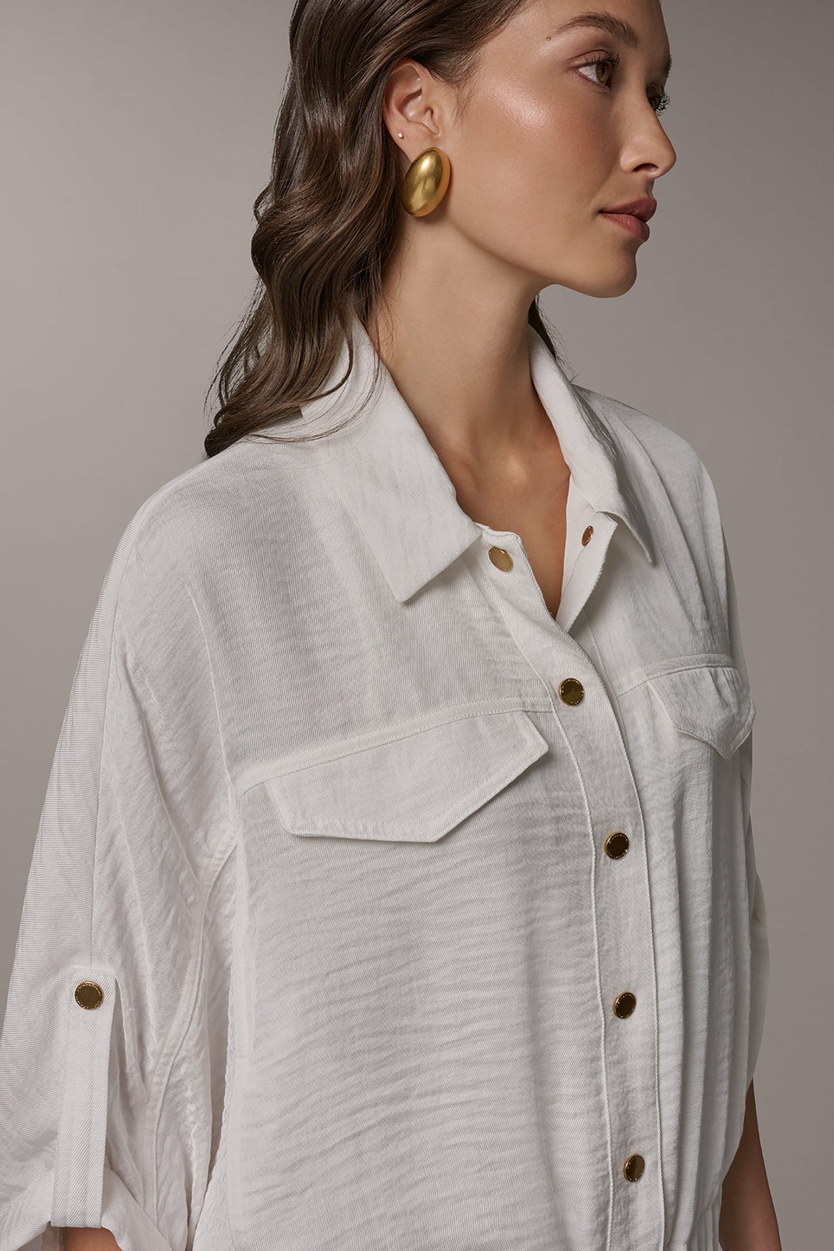 Donna Karan CINCHED HEM SHIRT
