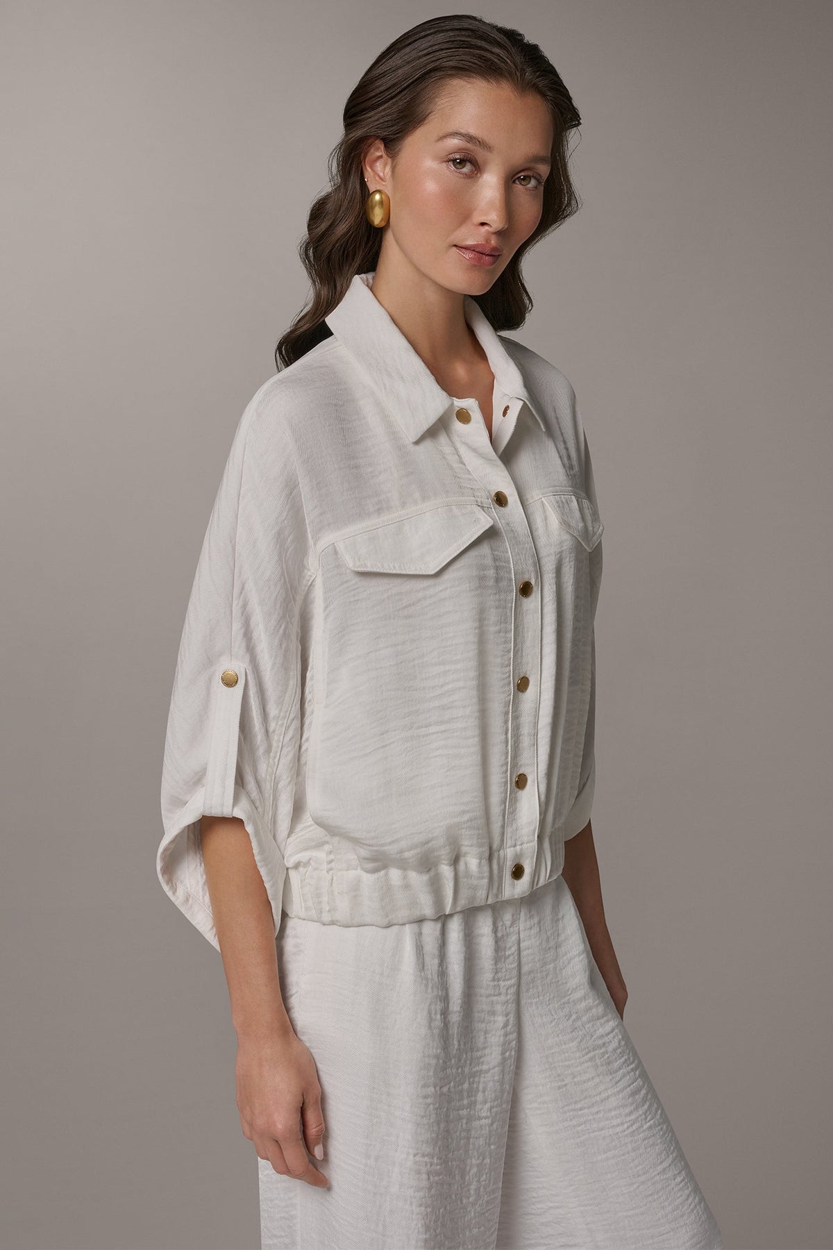 Donna Karan CINCHED HEM SHIRT