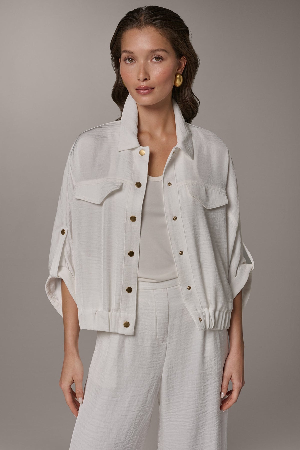 Donna Karan CINCHED HEM SHIRT